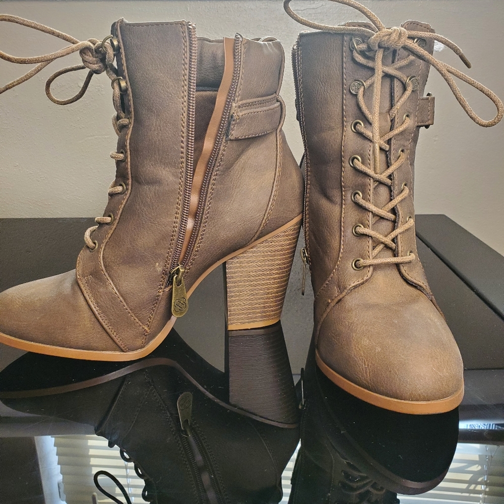Brown Combat Heel Boot